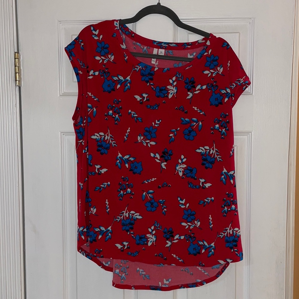 Red floral blouse-Elle-XXL